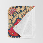 Samarkand Suzani Bokhara Uzbekistan Floral Embroidery Print Throw Blanket Gallery Image 3
