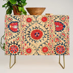 Samarkand Suzani Bokhara Uzbekistan Floral Embroidery Print Credenza Gallery Image 1