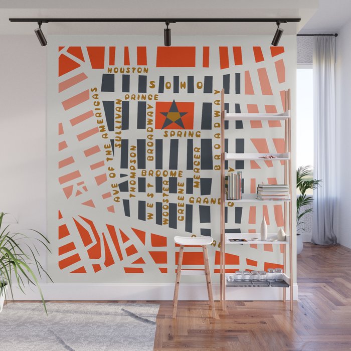 SOHO MAP NYC PINK Wall Mural Gallery Image 1