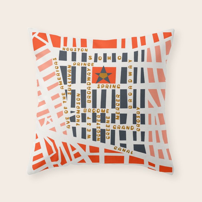 SOHO MAP NYC PINK Throw Pillow Gallery Image 6