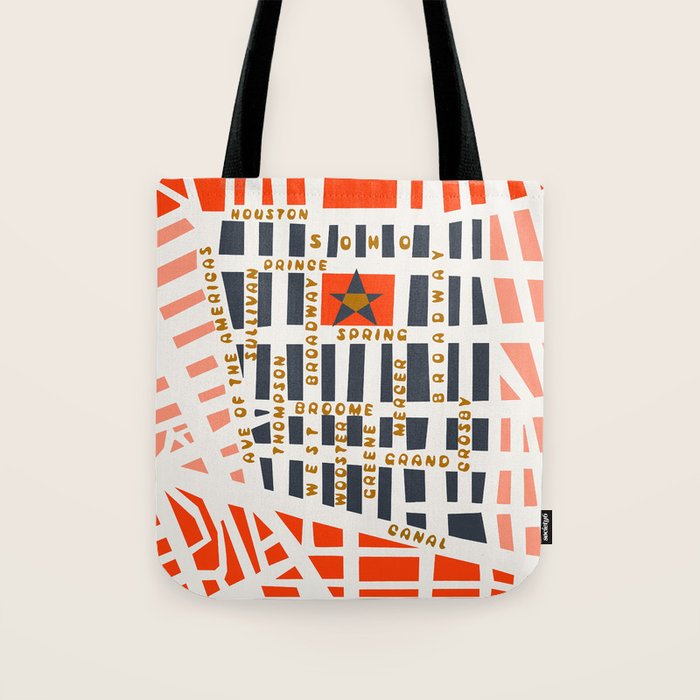 SOHO MAP NYC PINK Tote Bag Gallery Image 1