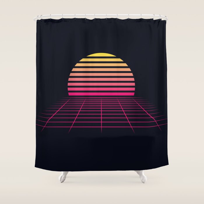 Retrowave sunset 2 / 80s - 90s Retro Shower Curtain Gallery Image 1