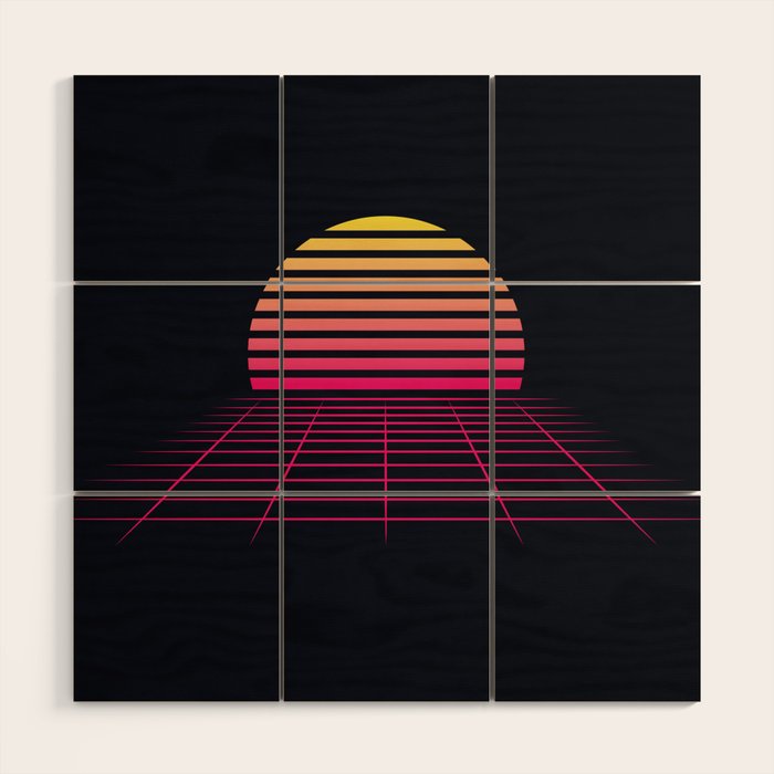 Retrowave sunset 2 / 80s - 90s Retro Wood Wall Art Gallery Image 1