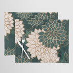 Floral Aesthetic in Dark Teal Green, Ivory and Gold Placemat Gallery Image 1