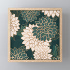 Floral Aesthetic in Dark Teal Green, Ivory and Gold Mini Art Print Gallery Image 1