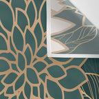 Floral Aesthetic in Dark Teal Green, Ivory and Gold Wall Tapestry Gallery Image 3
