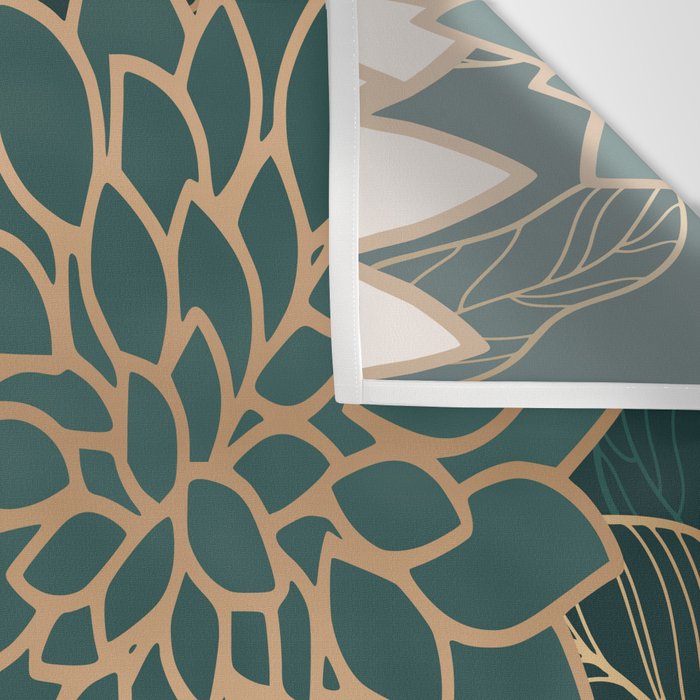 Floral Aesthetic in Dark Teal Green, Ivory and Gold Wall Tapestry Gallery Image 3