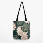 Floral Aesthetic in Dark Teal Green, Ivory and Gold Tote Bag Gallery Image 2