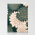 Floral Aesthetic in Dark Teal Green, Ivory and Gold Stationery Card Gallery Image 2