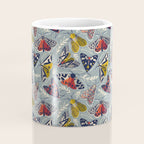 Quirky beautiful moths // morning blue textured background oxford navy blue ivory yellow and red tiger moth insects Coffee Mug Gallery Image 4