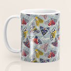 Quirky beautiful moths // morning blue textured background oxford navy blue ivory yellow and red tiger moth insects Coffee Mug Gallery Image 3