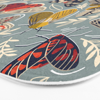 Quirky beautiful moths // morning blue textured background oxford navy blue ivory yellow and red tiger moth insects Bath Mat Gallery Image 3