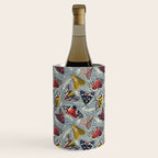 Quirky beautiful moths // morning blue textured background oxford navy blue ivory yellow and red tiger moth insects Wine Chiller Gallery Image 2