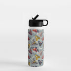 Quirky beautiful moths // morning blue textured background oxford navy blue ivory yellow and red tiger moth insects Water Bottle Gallery Image 1