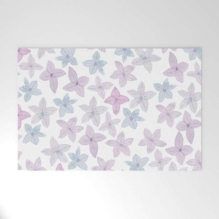 Watercolor hand painted lavender lilac blue floral Welcome Mat Gallery Image 1
