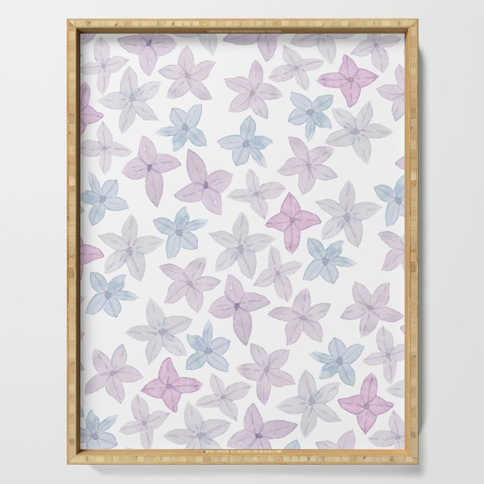 Watercolor hand painted lavender lilac blue floral Serving Tray Gallery Image 1