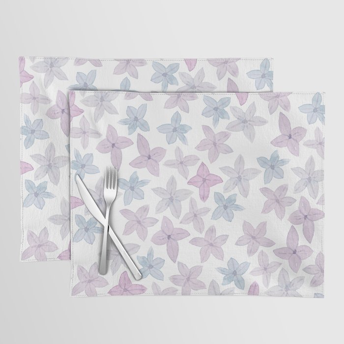 Watercolor hand painted lavender lilac blue floral Placemat Gallery Image 1