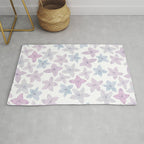 Watercolor hand painted lavender lilac blue floral Rug Gallery Image 1