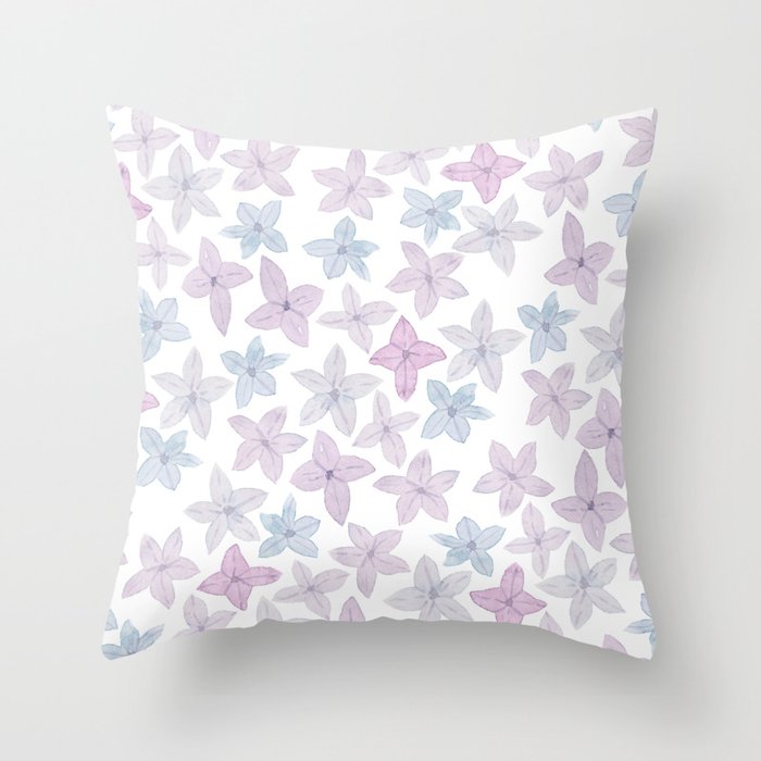 Watercolor hand painted lavender lilac blue floral Throw Pillow Gallery Image 6