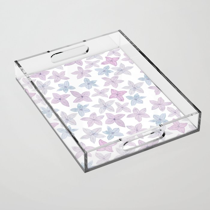 Watercolor hand painted lavender lilac blue floral Acrylic Tray Gallery Image 1