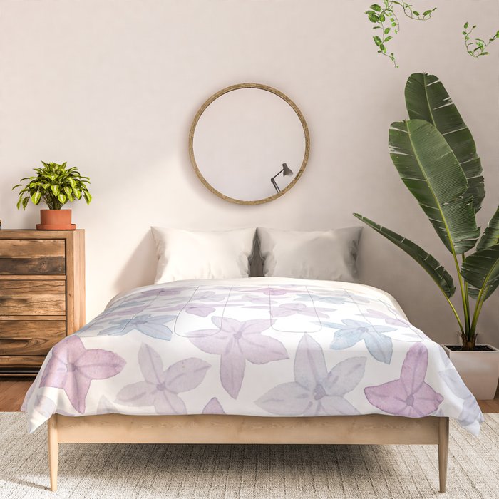 Watercolor hand painted lavender lilac blue floral Comforter Gallery Image 3