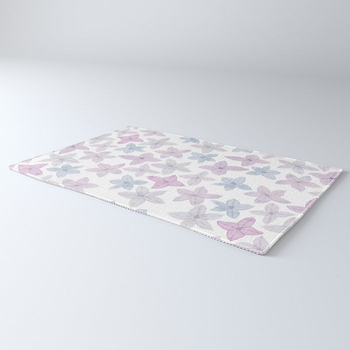 Watercolor hand painted lavender lilac blue floral Rug Gallery Image 3