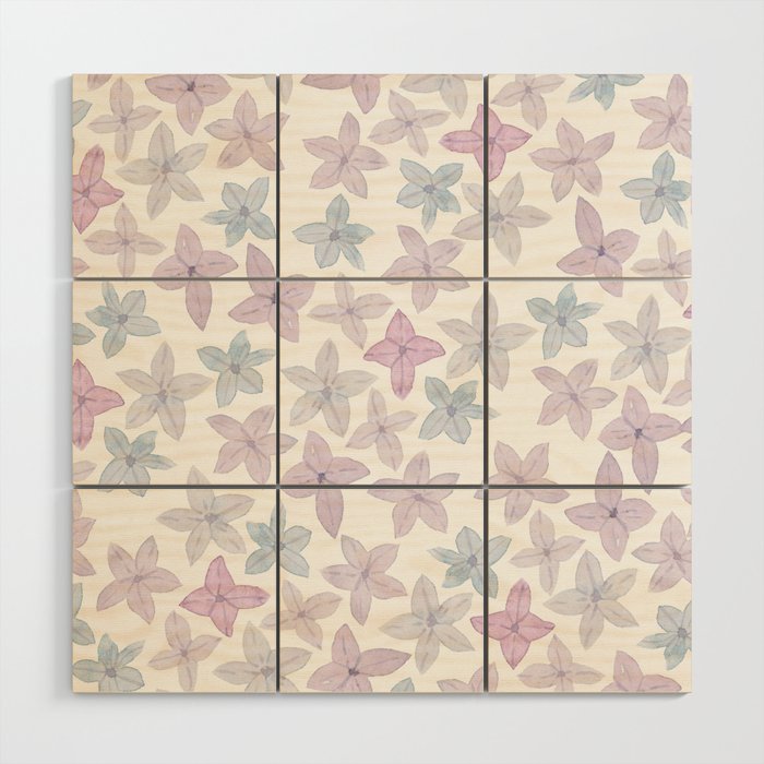 Watercolor hand painted lavender lilac blue floral Wood Wall Art Gallery Image 1