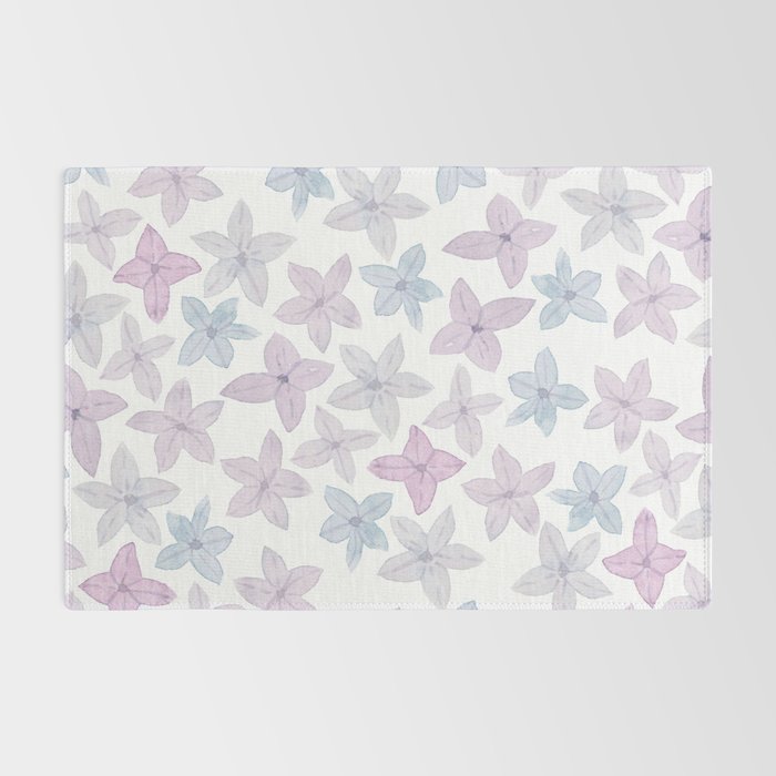 Watercolor hand painted lavender lilac blue floral Rug Gallery Image 2