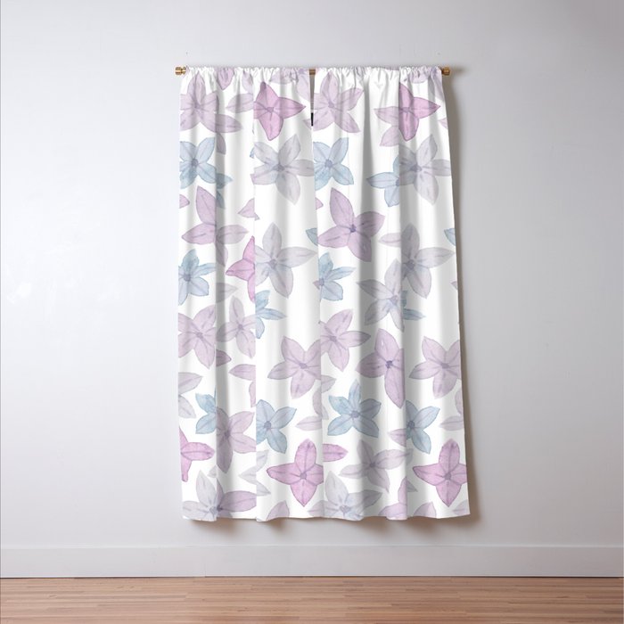 Watercolor hand painted lavender lilac blue floral Window Curtain Gallery Image 3