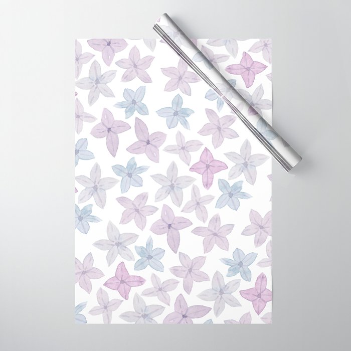 Watercolor hand painted lavender lilac blue floral Wrapping Paper Gallery Image 1