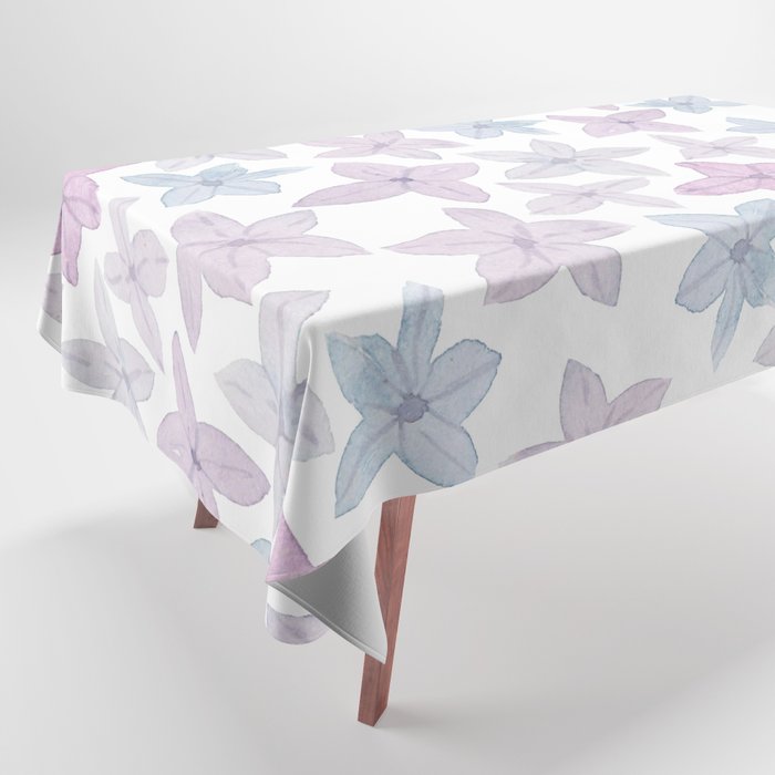 Watercolor hand painted lavender lilac blue floral Tablecloth Gallery Image 1