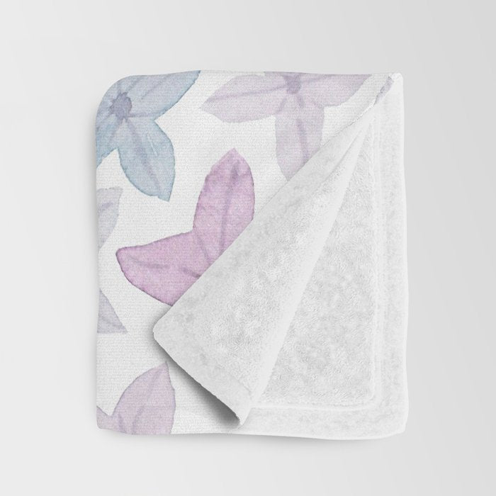 Watercolor hand painted lavender lilac blue floral Throw Blanket Gallery Image 3