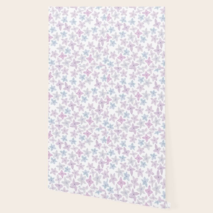 Watercolor hand painted lavender lilac blue floral Wallpaper Gallery Image 2