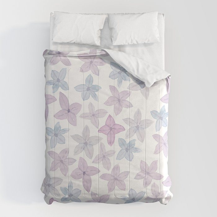Watercolor hand painted lavender lilac blue floral Comforter Gallery Image 1