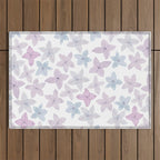 Watercolor hand painted lavender lilac blue floral Outdoor Rug Gallery Image 1