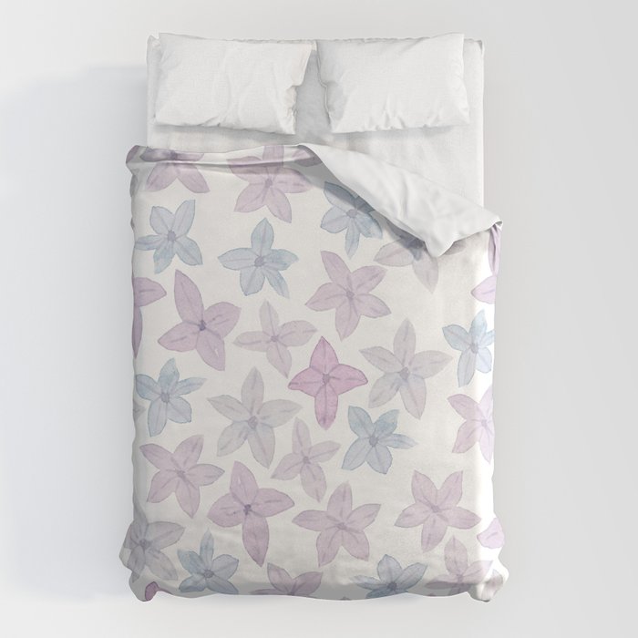 Watercolor hand painted lavender lilac blue floral Duvet Cover Gallery Image 6