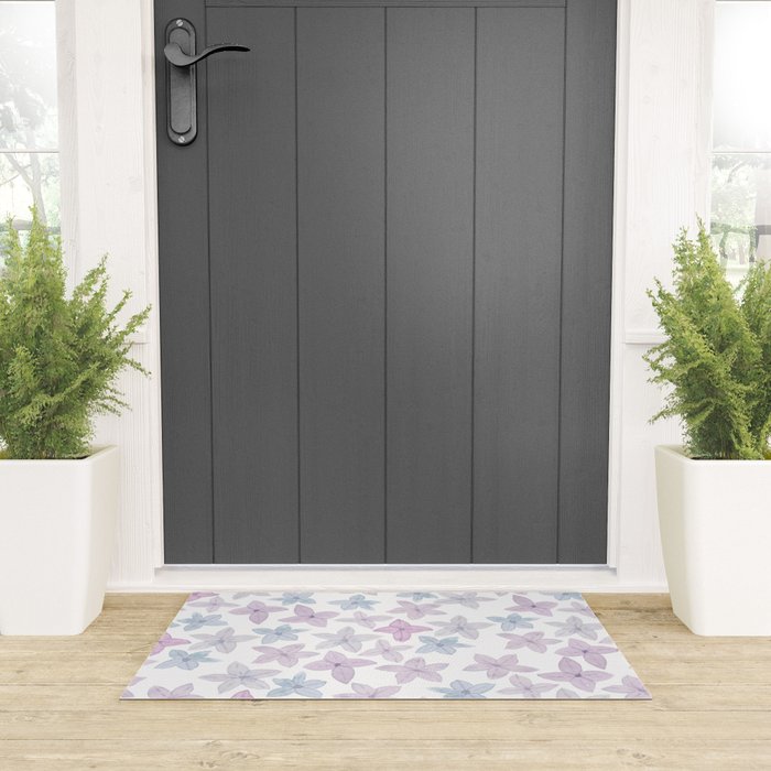 Watercolor hand painted lavender lilac blue floral Welcome Mat Gallery Image 3