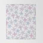 Watercolor hand painted lavender lilac blue floral Throw Blanket Gallery Image 2