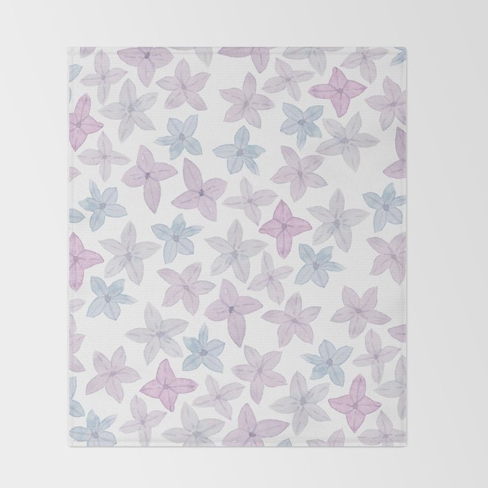 Watercolor hand painted lavender lilac blue floral Throw Blanket Gallery Image 2