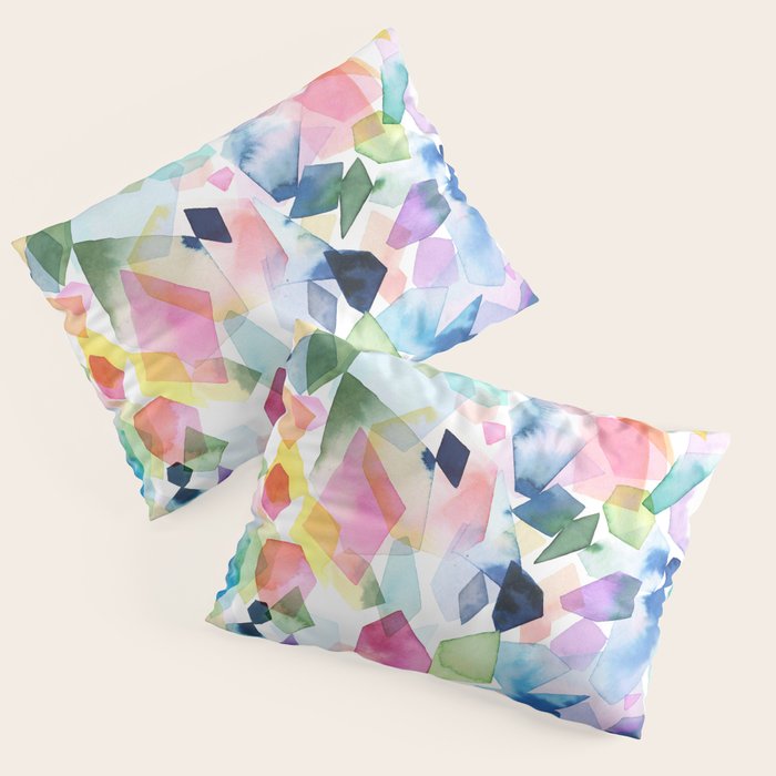 Crystals and Gems Splash Pink Blue Pillow Sham Gallery Image 1