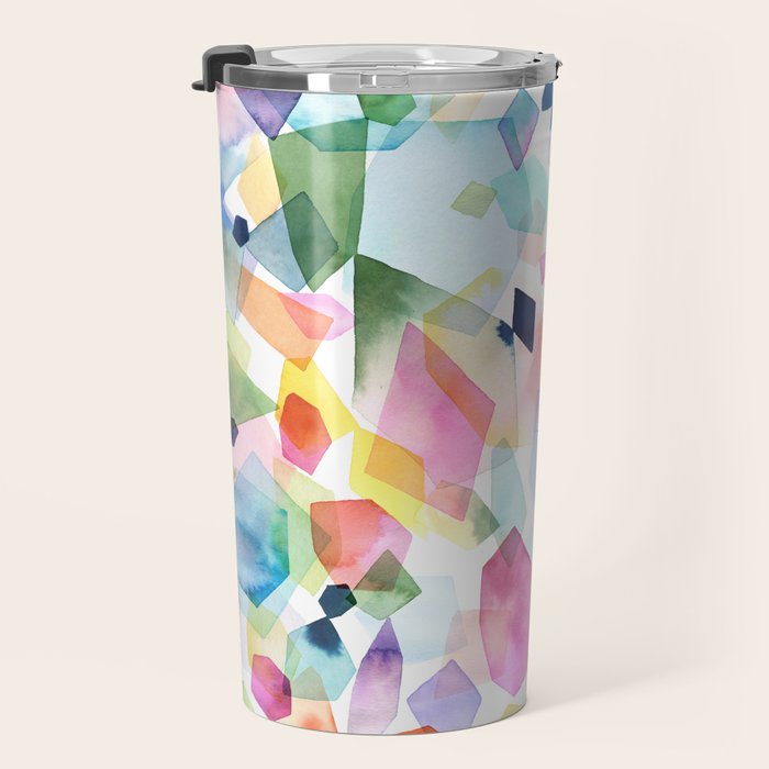 Crystals and Gems Splash Pink Blue Travel Mug Gallery Image 3