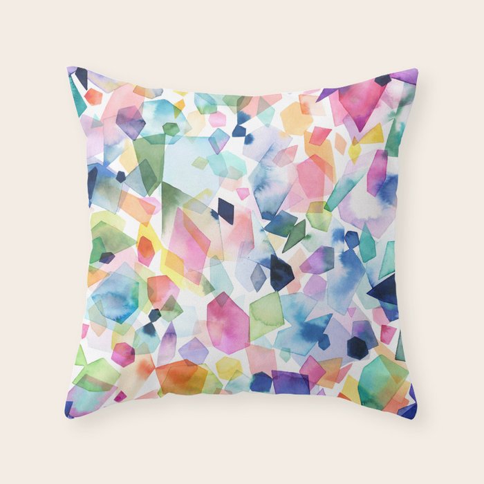 Crystals and Gems Splash Pink Blue Throw Pillow Gallery Image 1