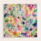 Crystals and Gems Splash Pink Blue Wood Wall Art Gallery Image 1