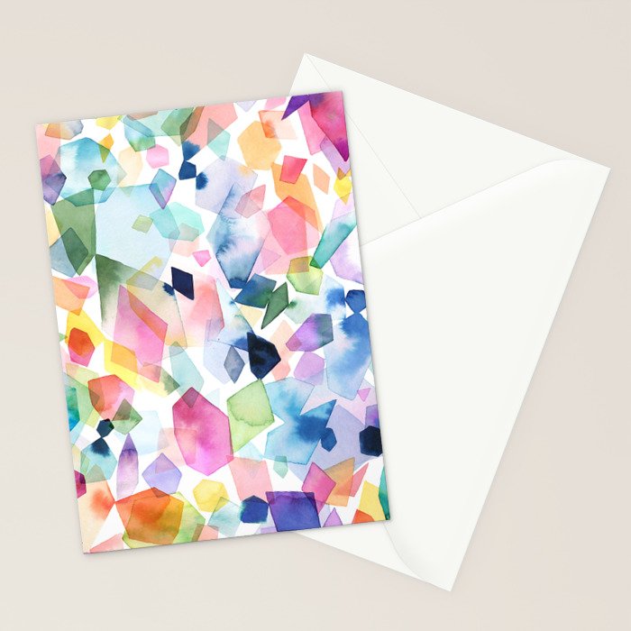 Crystals and Gems Splash Pink Blue Stationery Card Gallery Image 2