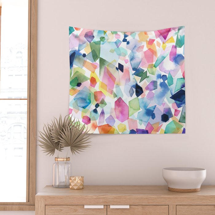 Crystals and Gems Splash Pink Blue Wall Tapestry Gallery Image 2