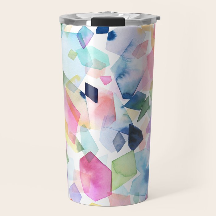 Crystals and Gems Splash Pink Blue Travel Mug Gallery Image 1