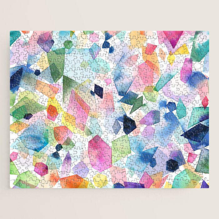Crystals and Gems Splash Pink Blue Jigsaw Puzzle Gallery Image 1