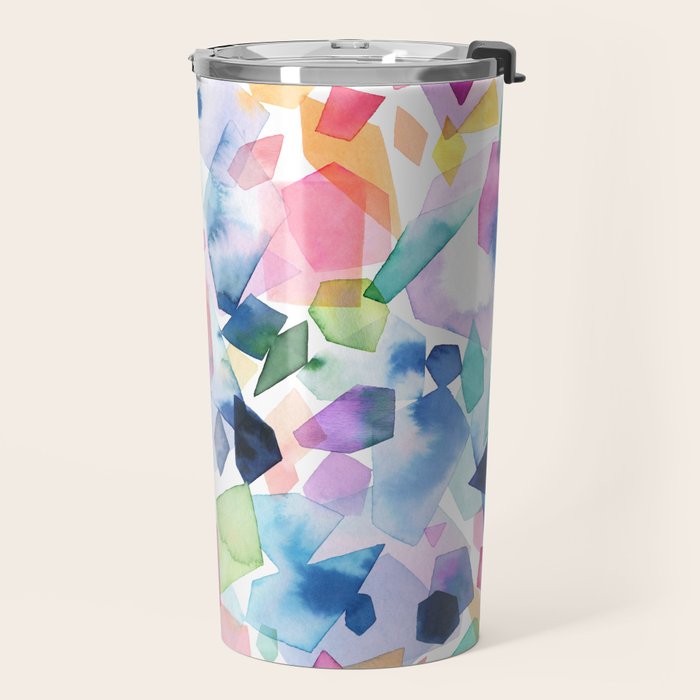 Crystals and Gems Splash Pink Blue Travel Mug Gallery Image 2