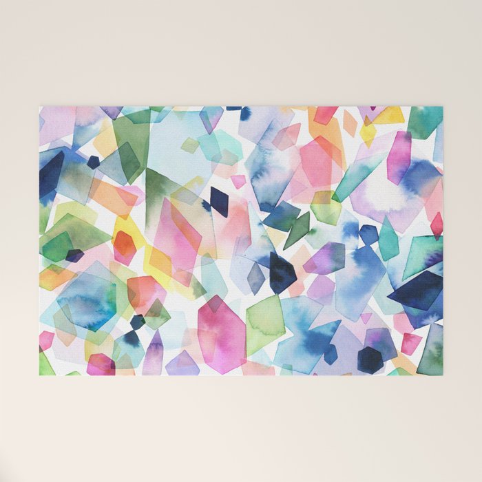Crystals and Gems Splash Pink Blue Welcome Mat Gallery Image 1