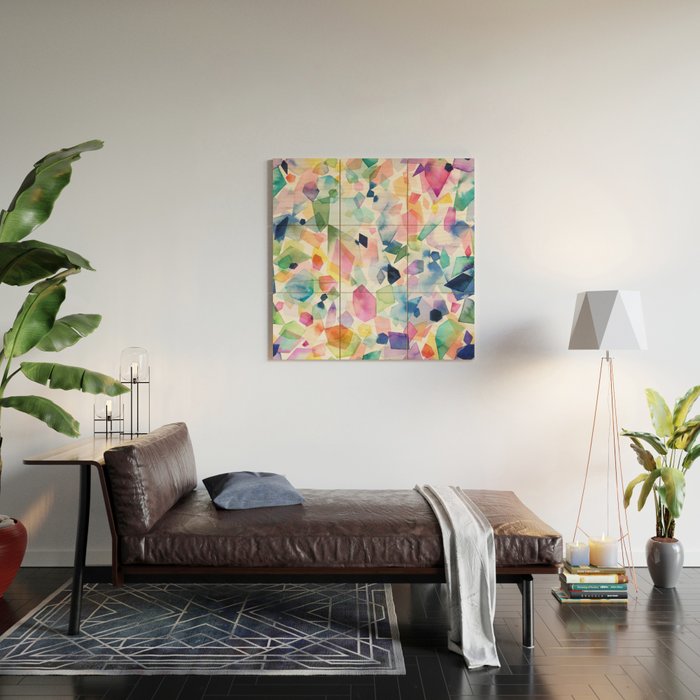 Crystals and Gems Splash Pink Blue Wood Wall Art Gallery Image 2